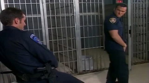 Big booty police officer in uniform teasing in jail cell