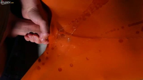Skinny teen in orange bodysuit squirts during missionary fuck