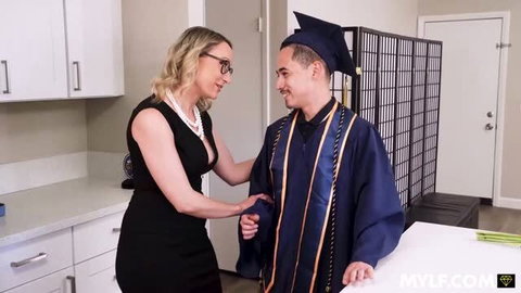 Crystal Clark in black dress seduces Juan El Caballo Loco in graduation gown