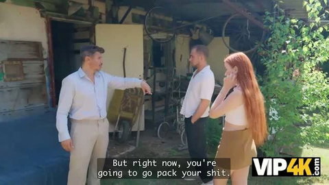 Denis Marti confronts couple in outdoor garage setting