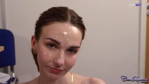 Ella Faith facial cumshot after co-worker sex