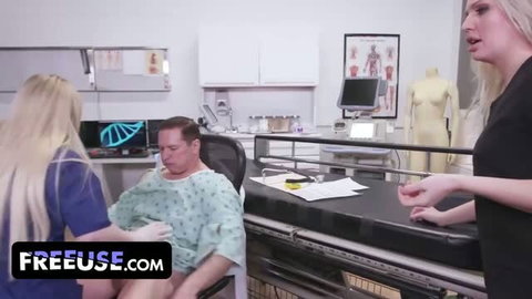 Haley Spades and John Strong in FreeUse medical roleplay scene