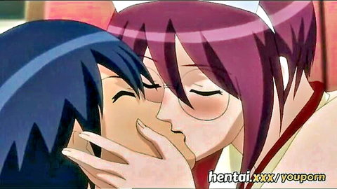 Anime nurse kissing girl in intimate hentai defloration scene