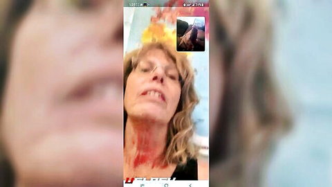 Mature blonde tutor shocked in BBC cum flash video call