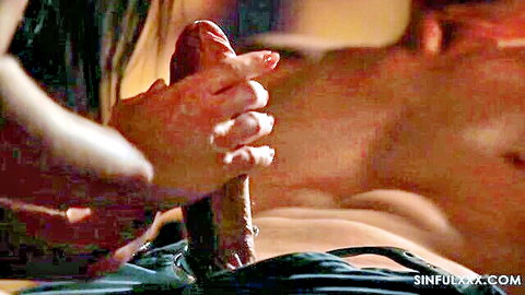 Angel Wicky and Leanne Lace hands on big cock in Valentine's tease