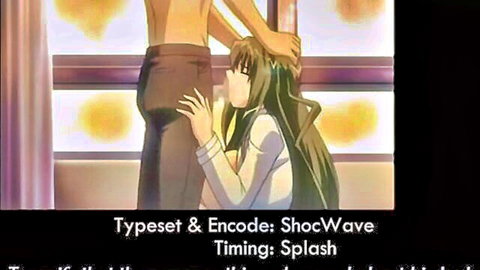 Anime hentai scene: muscular man grabs kneeling girl in tight clothes
