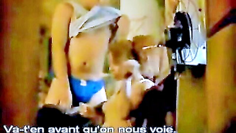 Young couple in underwear sharing intimate moment in film blowjob compilation
