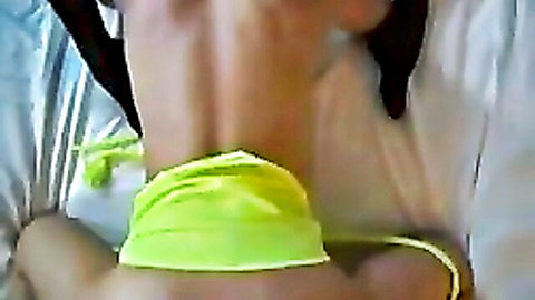 Jodi West and Shay Fox in steamy lesbian pose, yellow thong exposed