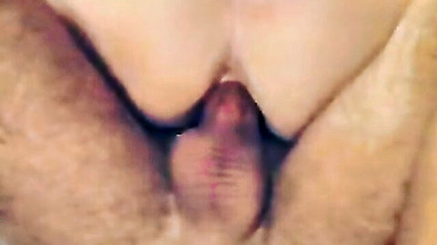 Close-up of wet aroused vagina with partial penis penetration