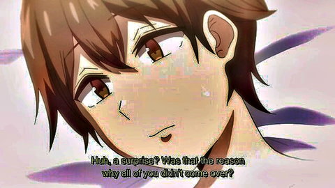 Anime character with brown hair and teary eyes looking surprised in hentai scene