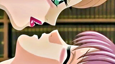 Two anime girls in intimate kiss from Keraku no Oh hentai