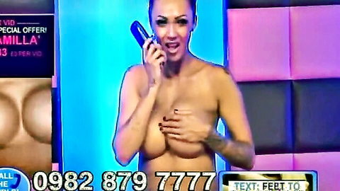 Camilla Jayne purple hair topless phone tease special offer