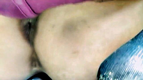 Outdoor desi bhabhi exposing big ass and pussy in purple lingerie