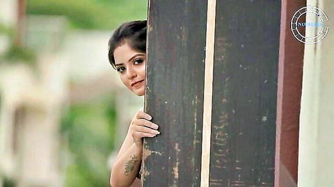 Shreya Tiyagi peeking seductively in red dress, Indian beauty solo tease