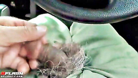 Amateur guy showing erection in car at mall parking lot