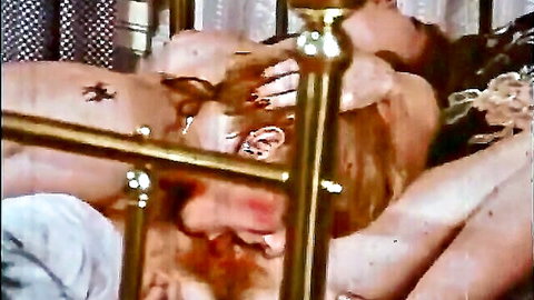 Long Jean Silver in intimate redhead lesbian bed scene, nude embrace