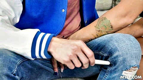 Mandy Rhea upset holding negative pregnancy test in jeans and varsity jacket