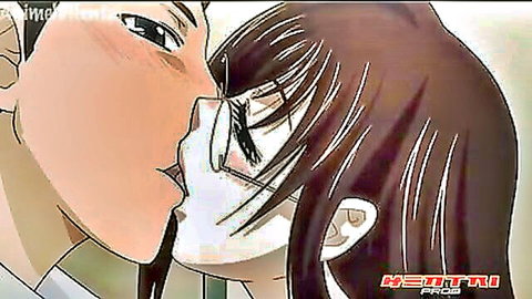 Anime couple in passionate kiss, hentai episode 2 from Yariman Fudousan