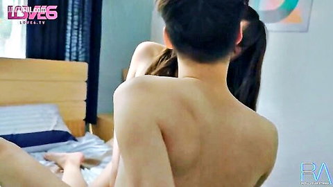 Uncensored Chinese couple in intense from-behind sex on bed