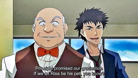 Hentai anime principal and student discuss graduation deal with Risa as pet