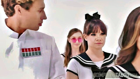 Alison Rey in taboo schoolgirl uniform with Michael Vegas and friends