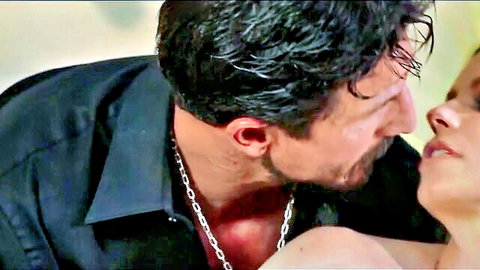 Brooklyn Chase kissed passionately on neck by man in black shirt