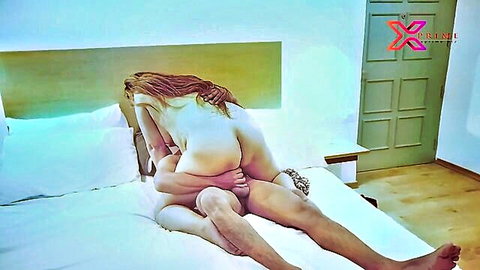 Nude Indian MILF with big ass fucked doggy style by man on bed