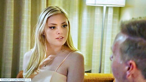 Blonde Amber Moore seduces pilot in pink dress hotel chat