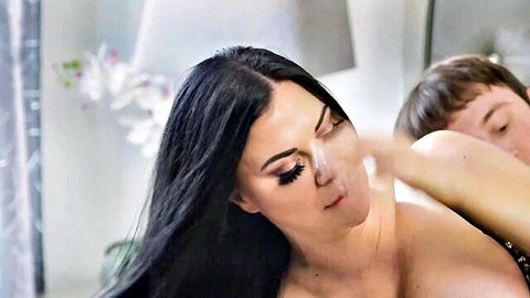 Jasmine Jae in intense cougar anal scene, close-up moan