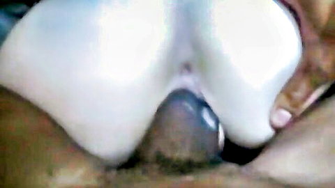 Close-up of white woman's big ass with black dick nearby in interracial scene