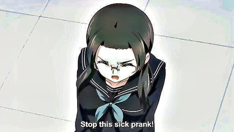 Distressed anime schoolgirl in sailor uniform from Euphoria episode 1