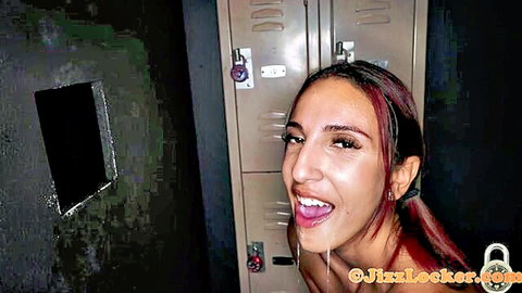 Angelica Cruz gloryhole oral with tongue out and saliva