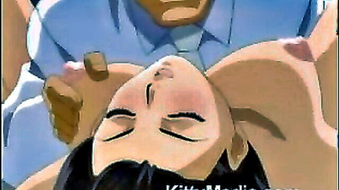Hentai tennis girl with big tits groped by suited man in foreplay
