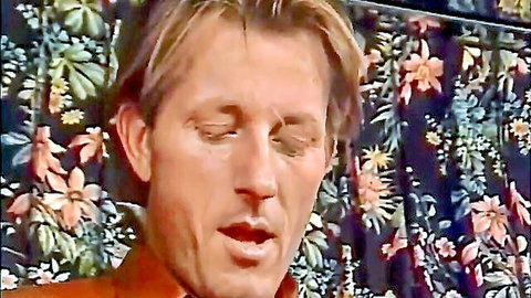 Blonde man in ecstasy close-up, classic adult video thumbnail