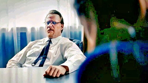 Alina Lopez in tense bishop interview, seated confrontation scene